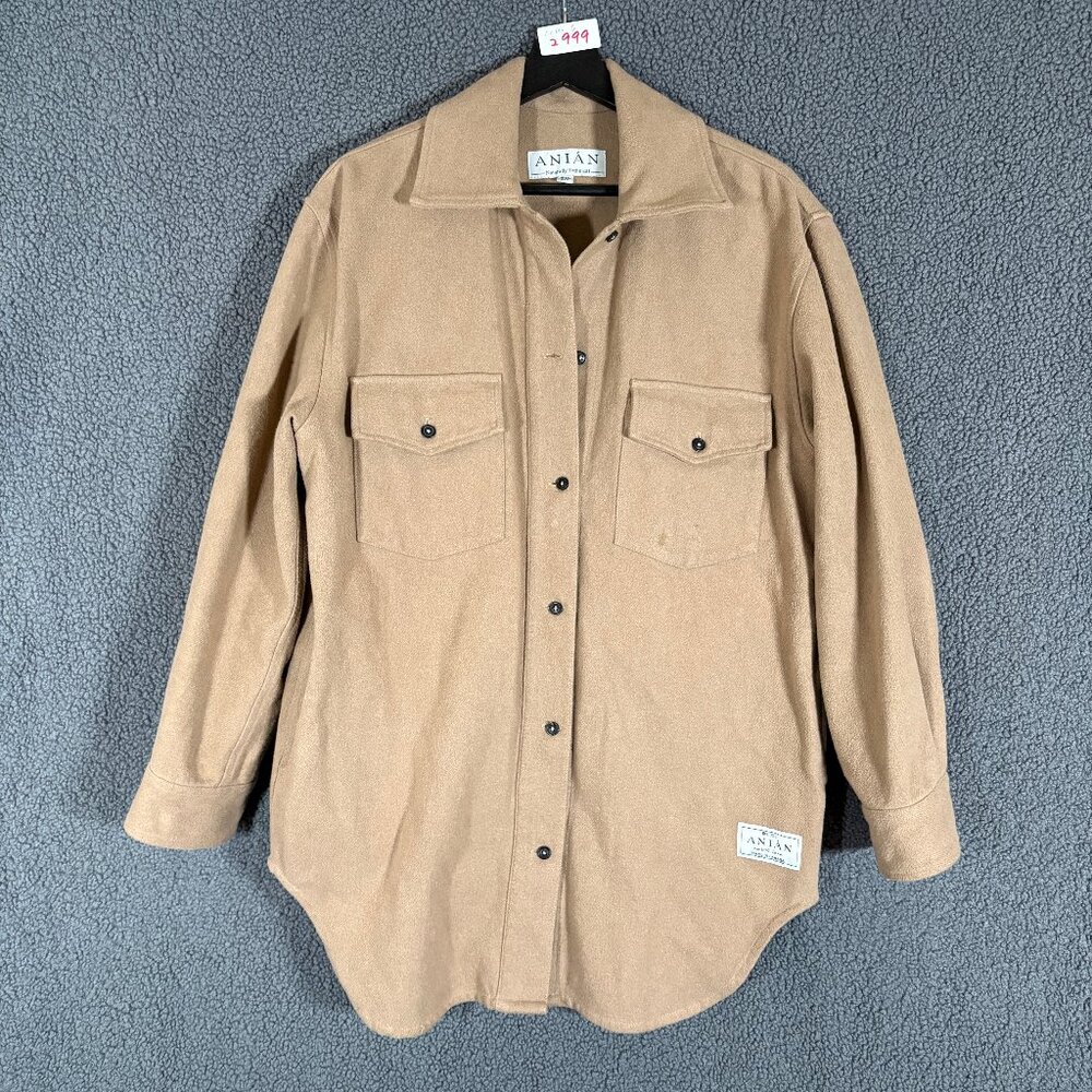 Anián Cotton Blend Twill Button Up Coat - Men's Size S - Tan